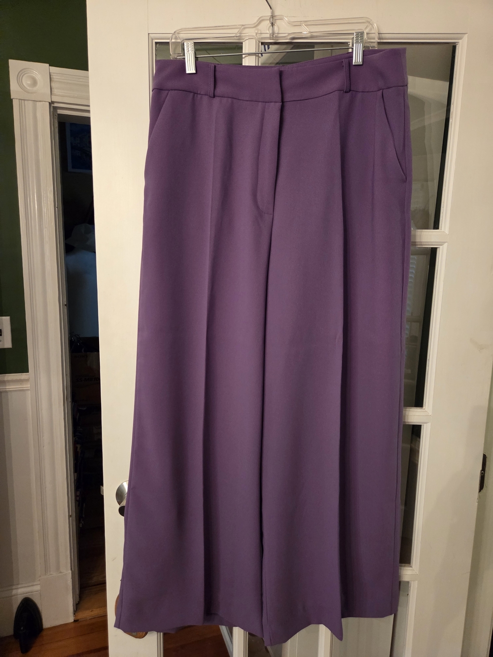 Exquise Wide-Leg Purple Women's Pants - Size XL